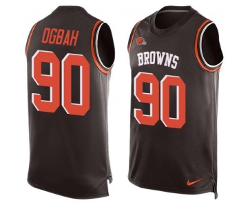 Men's Cleveland Browns #90 Emmanuel Ogbah Brown Hot Pressing Player Name & Number Nike NFL Tank Top Jersey