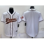 Men's Cleveland Browns Blank White Stitched MLB Cool Base Nike Baseball Jersey