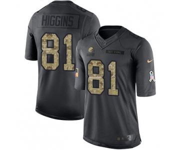 Men's Nike Cleveland Browns #81 Rashard Higgins Limited Black 2016 Salute to Service NFL Jersey