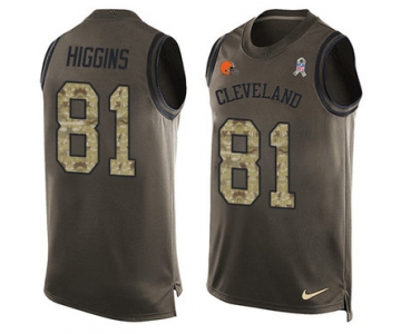 Men's Nike Cleveland Browns #81 Rashard Higgins Limited Green Salute to Service Tank Top NFL Jersey