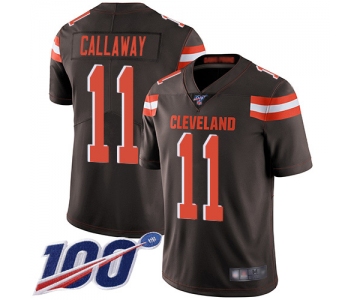 Nike Browns #11 Antonio Callaway Brown Team Color Men's Stitched NFL 100th Season Vapor Limited Jersey