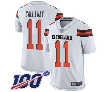 Nike Browns #11 Antonio Callaway White Men's Stitched NFL 100th Season Vapor Limited Jersey