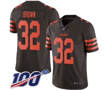 Nike Browns #32 Jim Brown Brown Men's Stitched NFL Limited Rush 100th Season Jersey