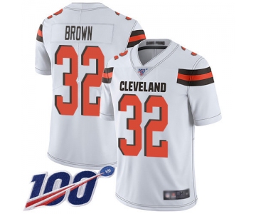 Nike Browns #32 Jim Brown White Men's Stitched NFL 100th Season Vapor Limited Jersey