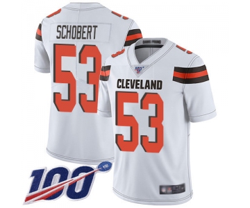 Nike Browns #53 Joe Schobert White Men's Stitched NFL 100th Season Vapor Limited Jersey
