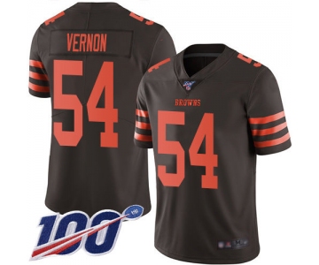Nike Browns #54 Olivier Vernon Brown Men's Stitched NFL Limited Rush 100th Season Jersey