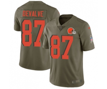 Nike Browns #87 Seth DeValve Olive Men's Stitched NFL Limited 2017 Salute To Service Jersey