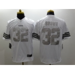 Nike Cleveland Browns #32 Jim Brown Platinum White Limited Jersey