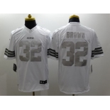 Nike Cleveland Browns #32 Jim Brown Platinum White Limited Jersey