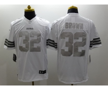 Nike Cleveland Browns #32 Jim Brown Platinum White Limited Jersey