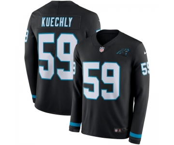 Men Carolina Panthers 59 Luke Kuechly Black Nike Therma Long Sleeve Jersey