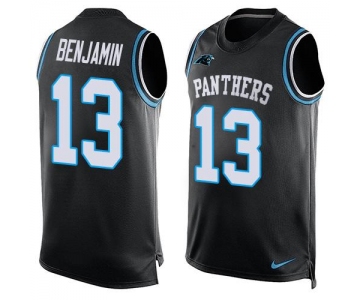 Men's Carolina Panthers #13 Kelvin Benjamin Black Hot Pressing Player Name & Number Nike NFL Tank Top Jersey