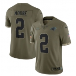 Men's Carolina Panthers #2 D. Moore 2022 Olive Salute To Service Limited Stitched Jersey