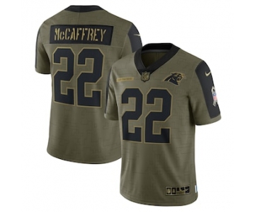 Men's Carolina Panthers #22 Christian McCaffrey Nike Olive 2021 Salute To Service Limited Player Jersey