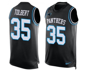 Men's Carolina Panthers #35 Mike Tolbert Black Hot Pressing Player Name & Number Nike NFL Tank Top Jersey