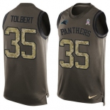 Men's Carolina Panthers #35 Mike Tolbert Green Salute to Service Hot Pressing Player Name & Number Nike NFL Tank Top Jersey
