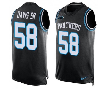 Men's Carolina Panthers #58 Thomas Davis Sr Black Hot Pressing Player Name & Number Nike NFL Tank Top Jersey