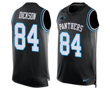 Men's Carolina Panthers #84 Ed Dickson Black Hot Pressing Player Name & Number Nike NFL Tank Top Jersey