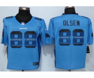 Men's Carolina Panthers #88 Greg Olsen Light Blue Strobe 2015 NFL Nike Fashion Jersey