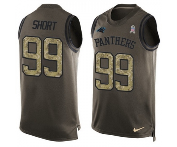 Men's Carolina Panthers #99 Kawann Short Green Salute to Service Hot Pressing Player Name & Number Nike NFL Tank Top Jersey