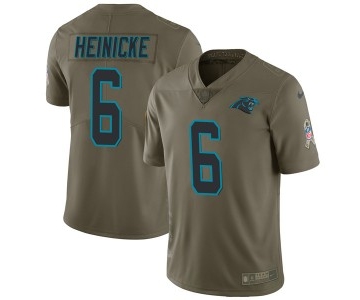 Men's Nike Carolina Panthers #6 Taylor Heinicke Limited Green 2017 Salute to Service Jersey
