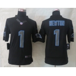 Nike Carolina Panthers #1 Cam Newton Black Impact Limited Jersey