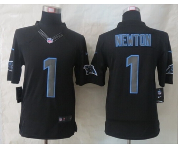 Nike Carolina Panthers #1 Cam Newton Black Impact Limited Jersey