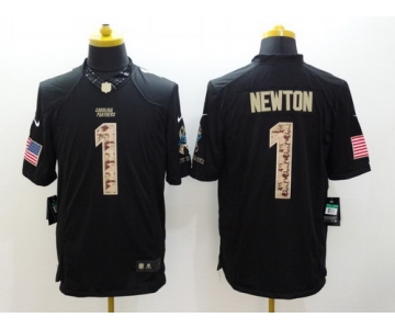 Nike Carolina Panthers #1 Cam Newton Salute to Service Black Limited Jersey