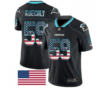 Nike Panthers #59 Luke Kuechly Black Men's Stitched NFL Limited Rush USA Flag Jersey