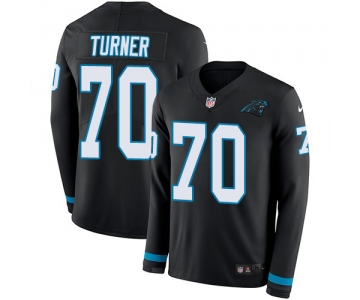 Nike Panthers #70 Trai Turner Black Team Color Men's Stitched NFL Limited Therma Long Sleeve Jersey