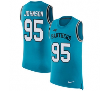 Nike Panthers #95 Charles Johnson Blue Alternate Men's Stitched NFL Limited Rush Tank Top Jersey