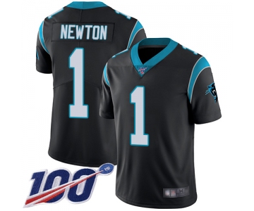Panthers #1 Cam Newton Black Team Color Men's Stitched Football 100th Season Vapor Limited Jersey