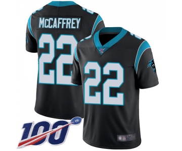 Panthers #22 Christian McCaffrey Black Team Color Men's Stitched Football 100th Season Vapor Limited Jersey