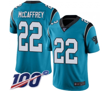 Panthers #22 Christian McCaffrey Blue Alternate Men's Stitched Football 100th Season Vapor Limited Jersey