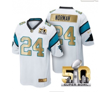 Pre Order Carolina Panthers Jersey 24 Josh Norman White Super Bowl 50th Limited Jerseys