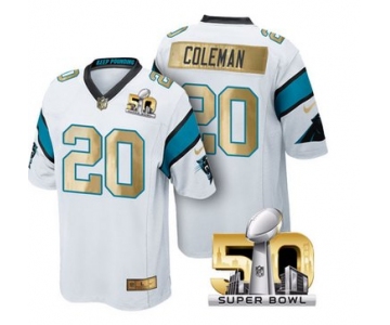 Pro Order Carolina Panthers Jersey 20 Kurt Coleman White Super Bowl 50th Limited Jerseys