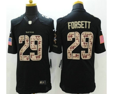 Baltimore Ravens #29 Justin Forsett Nike Salute to Service Nike Black Limited Jersey
