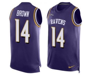 Men's Baltimore Ravens #14 Marlon Brown Purple Hot Pressing Player Name & Number Nike NFL Tank Top Jersey