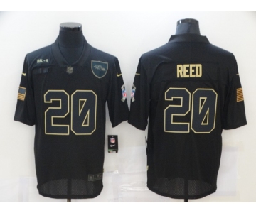 Men's Baltimore Ravens #20 Ed Reed Black 2020 Salute To Service Stitched NFL Nike Limited Jersey
