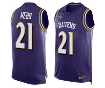 Men's Baltimore Ravens #21 Lardarius Webb Purple Hot Pressing Player Name & Number Nike NFL Tank Top Jersey