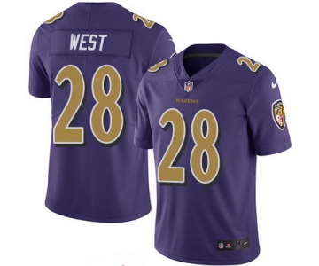 Men's Baltimore Ravens #28 Terrance West Purple 2016 Color Rush Stitched NFL Nike Limited Jersey