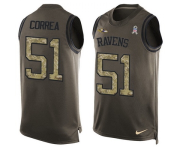 Men's Baltimore Ravens #51 Kamalei Correa Green Salute to Service Hot Pressing Player Name & Number Nike NFL Tank Top Jersey