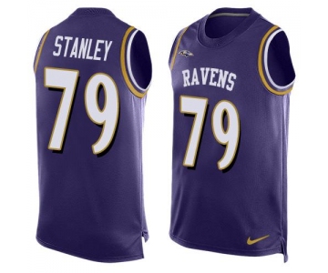 Men's Baltimore Ravens #79 Ronnie Stanley Purple Hot Pressing Player Name & Number Nike NFL Tank Top Jersey