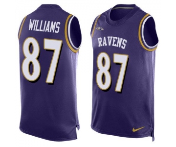 Men's Baltimore Ravens #87 Maxx Williams Purple Hot Pressing Player Name & Number Nike NFL Tank Top Jersey