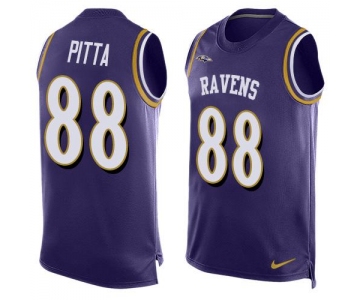 Men's Baltimore Ravens #88 Dennis Pitta Purple Hot Pressing Player Name & Number Nike NFL Tank Top Jersey