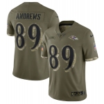 Men's Baltimore Ravens #89 Mark Andrews 2022 Olive Salute To Service Limited Stitched Jersey