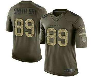 Men's Baltimore Ravens #89 Steve Smith Sr Green Salute to Service 2015 NFL Nike Limited Jersey