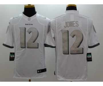 Nike Baltimore Ravens #12 Jacoby Jones Platinum White Limited Jersey