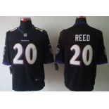 Nike Baltimore Ravens #20 Rd Reed Black Limited Jersey