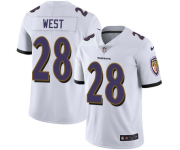 Nike Baltimore Ravens #28 Terrance West White Men's Stitched NFL Vapor Untouchable Limited Jersey